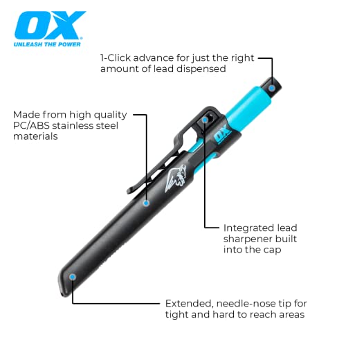 OX Tools Pro Tuff Carbon Marking Pencil w/ 4 Leads & Holder, P503210