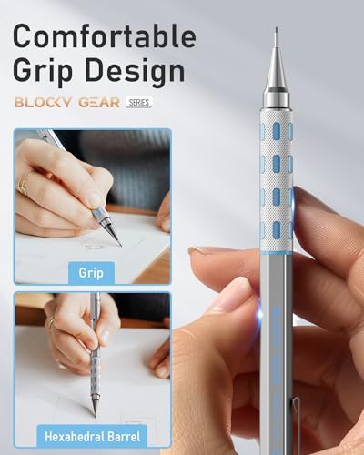 Nicpro 3 Pack Metal Mechanical Pencils with 480 Lead Refills