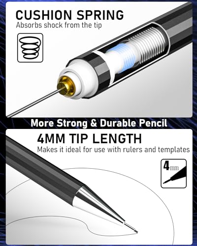 Nicpro 34PCS Black Art Mechanical Pencils Set with 19 Lead Refills