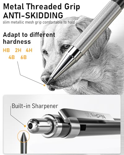 Nicpro 34PCS Black Art Mechanical Pencils Set with 19 Lead Refills