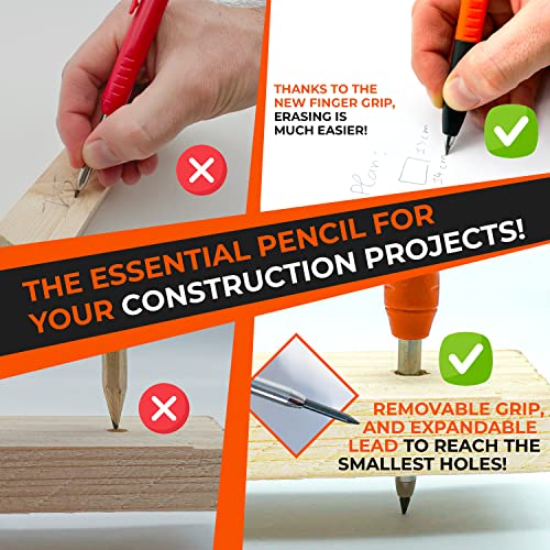 2-in-1 Carpenter Pencils with Finger Grip for Pros